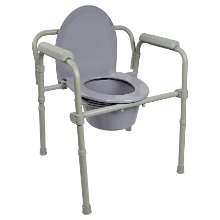 Folding Commode with Fixed Arms by McKesson holds users up to 350 lbs