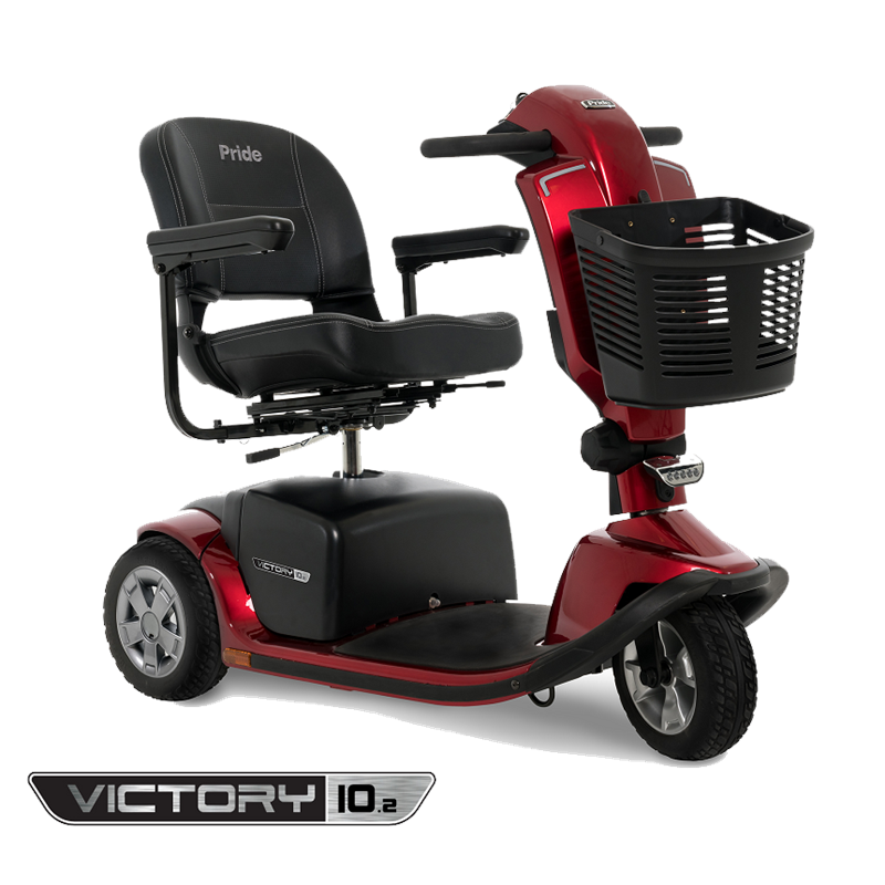 Victory 10.2 3-Wheel Scooter by Pride Mobility in Candy Apple Red