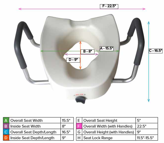 Raised Toilet Seat By Drive Medical 12013|Raised toilet seat full dimensions