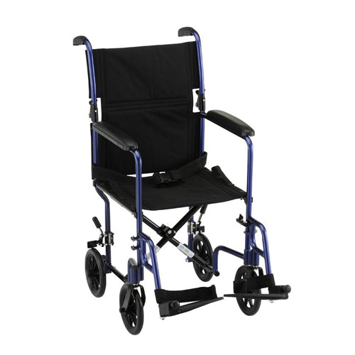 Nova 17" Transport Chair with Fixed Arms in Blue|Nova 17" Transport Chair with Fixed Arms in Red|Nova 17" Transport Chair with Fixed Arms Folded