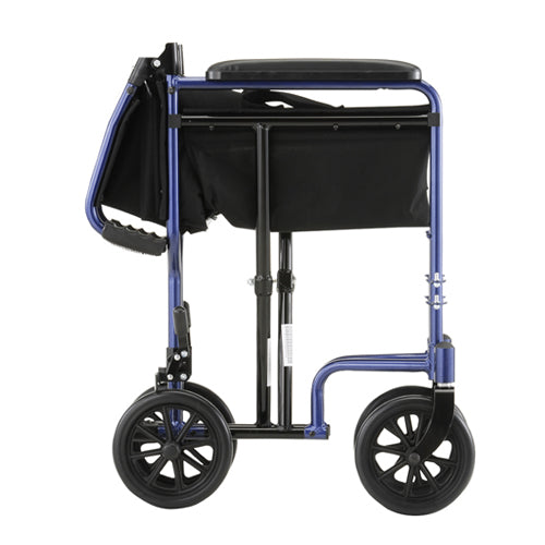 Nova 17" Transport Chair with Fixed Arms in Blue|Nova 17" Transport Chair with Fixed Arms in Red|Nova 17" Transport Chair with Fixed Arms Folded