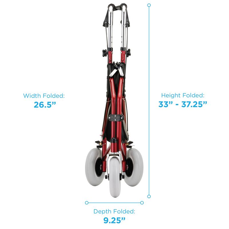 Nova Traveler 3-Wheel Rolling Walker dimensions when closed