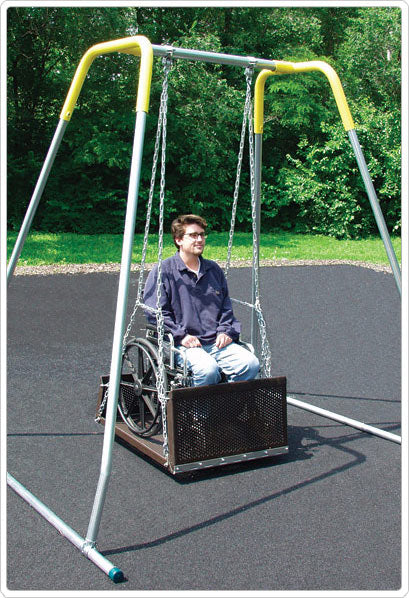 Sportsplay ADA Wheelchair Platform Swing with Frame|Sportsplay ADA Wheelchair Platform Swing - Children or Adult Size|Sportsplay ADA Wheelchair Platform Swing - Easy to Use Ramp