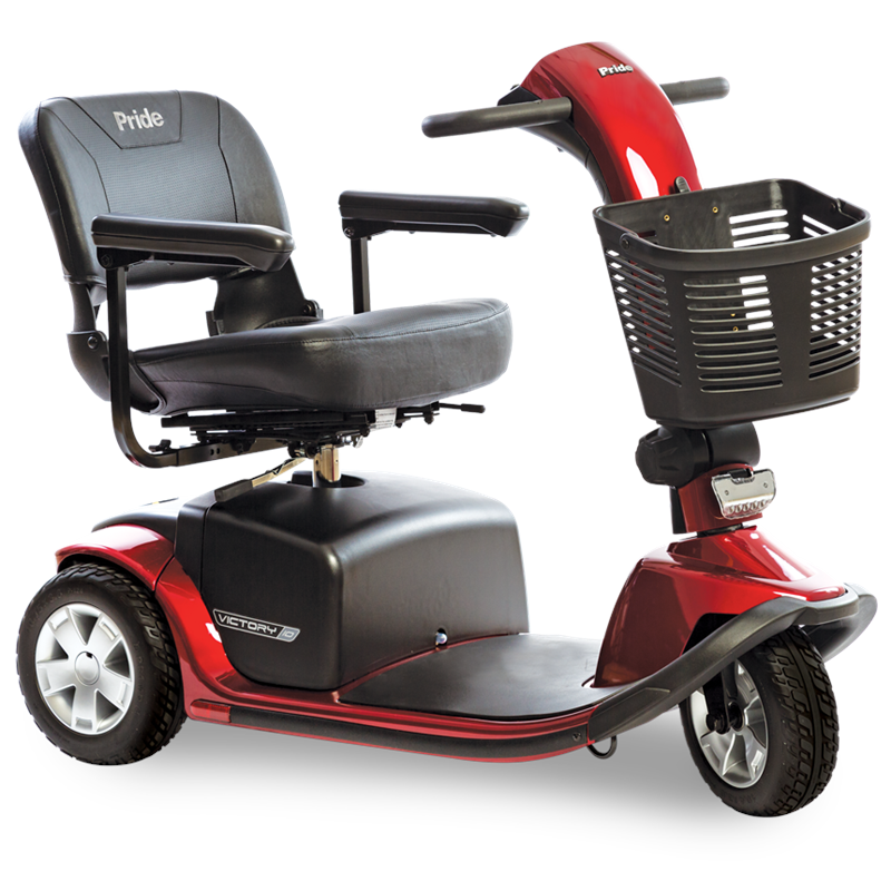 Victory 10 3-Wheel Scooter by Pride Mobility in Candy Apple Red