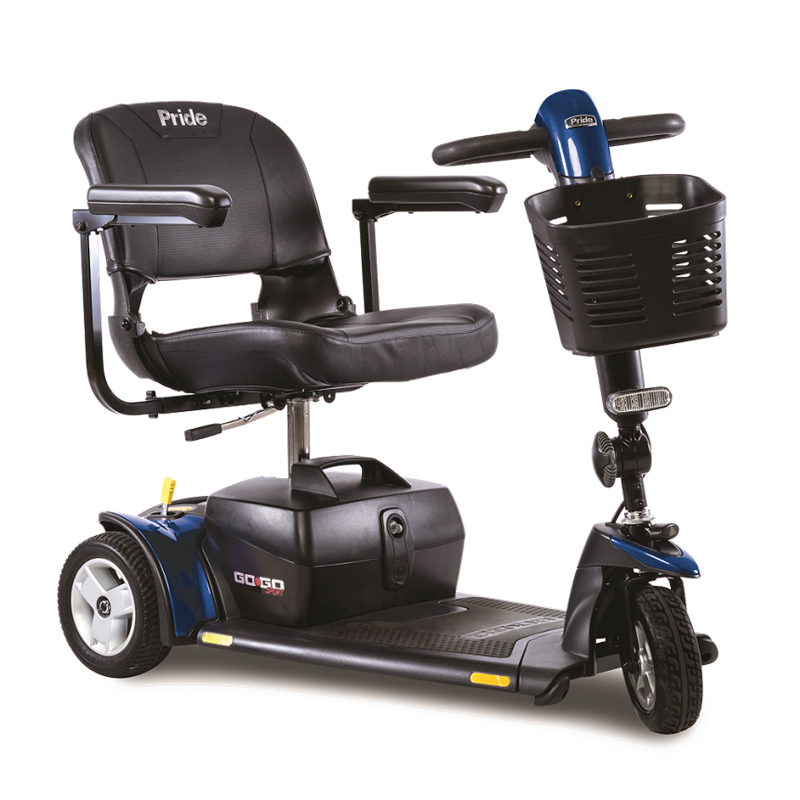 Go-Go Sport 3-Wheel by Pride Mobility with Blue Shroud