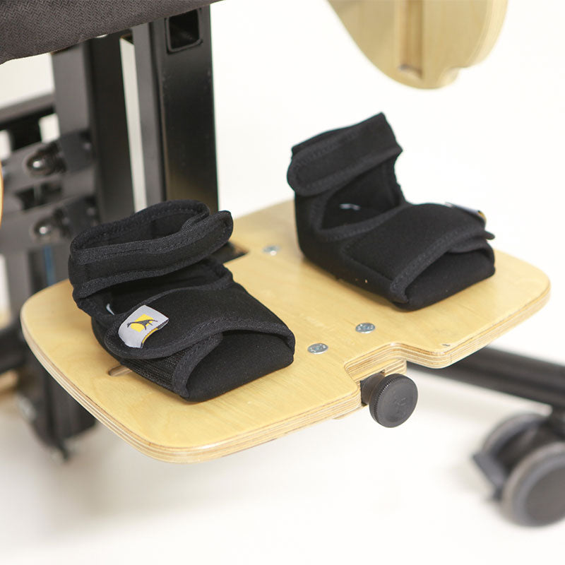 Optional booties are highly adjustable and keep feet in place