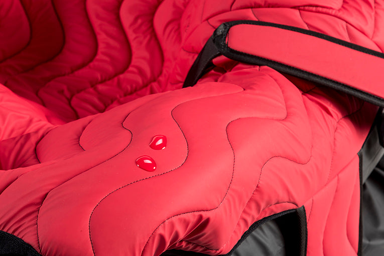 Red Dartex cover is fluid resistant and can be wiped clean