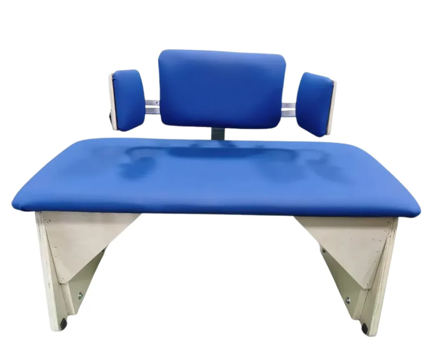 Axis Therapy Bench by Circle Specialty|Axis Therapy Bench by Circle Specialty|Axis Therapy Bench - Adjustment Knobs|Axis Therapy Bench - Top|Axis Therapy Bench - Front|Optional Back Support with Laterals|Optional Back Support with Laterals - Width Adjustment|Optional Back Support with Laterals & Optional Knee Blocks with Abductor