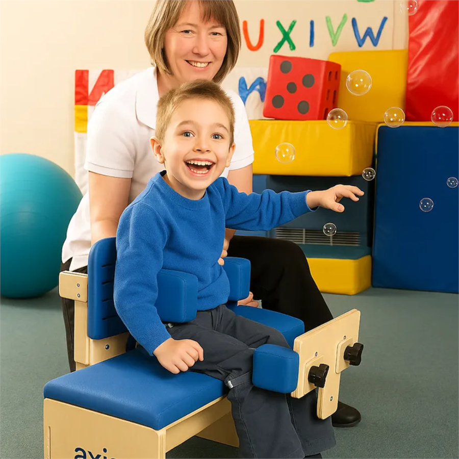 Axis Therapy Bench by Circle Specialty|Axis Therapy Bench by Circle Specialty|Axis Therapy Bench - Adjustment Knobs|Axis Therapy Bench - Top|Axis Therapy Bench - Front|Optional Back Support with Laterals|Optional Back Support with Laterals - Width Adjustment|Optional Back Support with Laterals & Optional Knee Blocks with Abductor