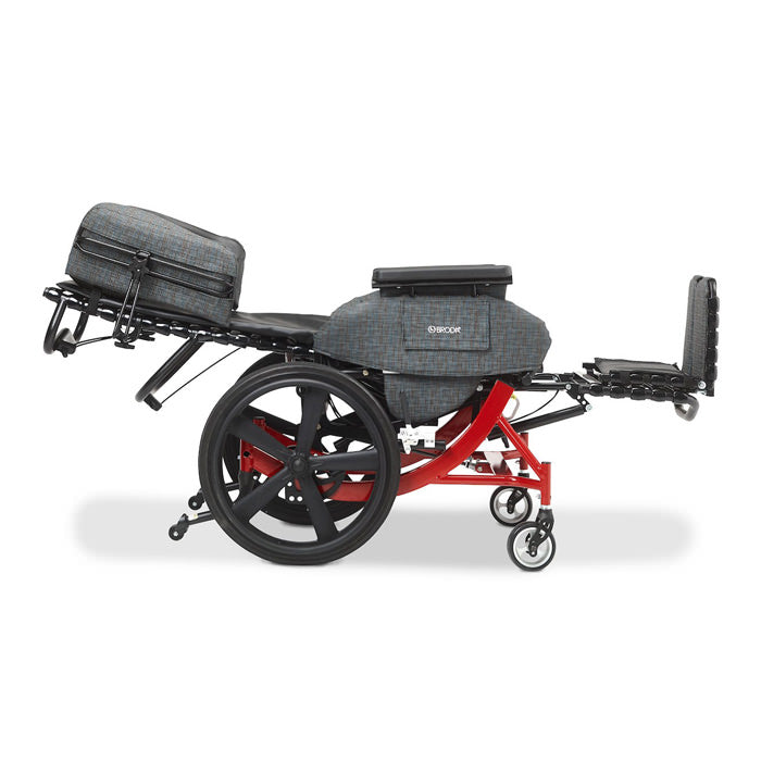 Synthesis Transport Chair Fully reclined with extended footrest