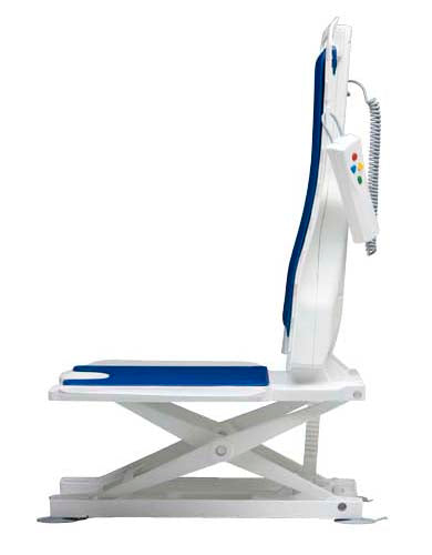 Bellavita Auto Bath Tub Chair Seat Lift By Drive Medical allows you to sit upright in a lowered position in the tub.
