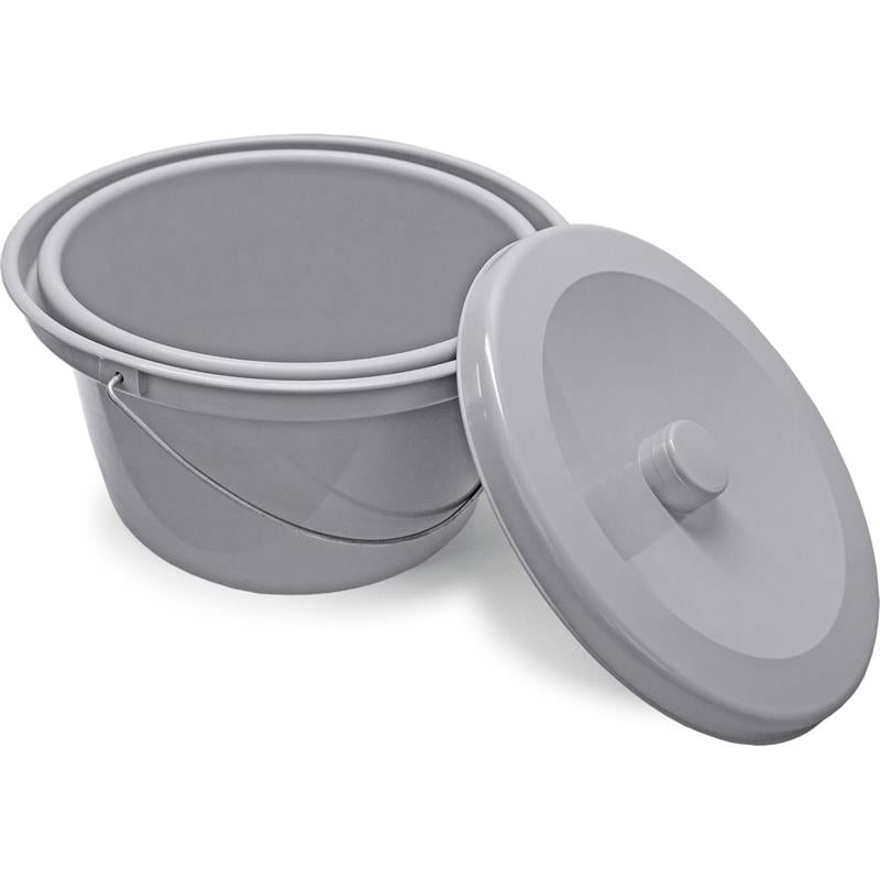 Bucket with included lid and handle holds more waste for toileting