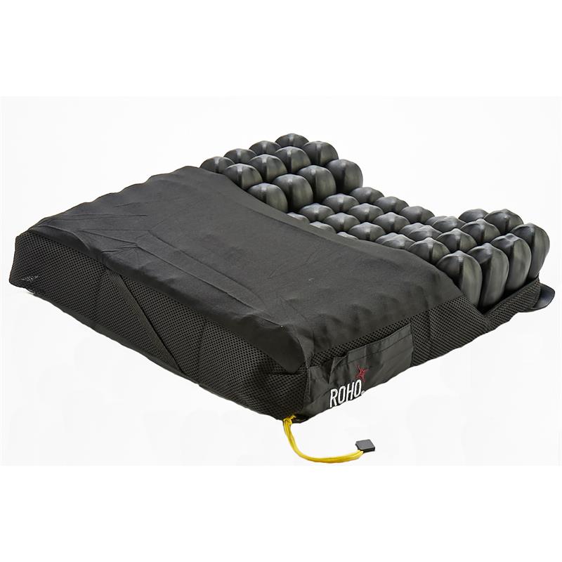 Roho Enhancer Cushion without cover|Roho Enhancer Cushion With cover half on to show it is removable|Optional Planar Insert can be used just under cover to provide sturdy base|Optional Contour base prevents hammocking on sling seats|Optional Privacy Shield is available in four sizes and can be washed