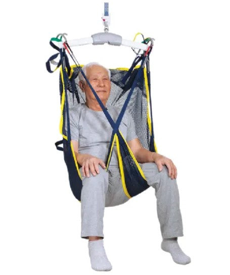 Handicare Mesh Polyester Universal Sling with Head Support - Front View|Handicare Mesh Polyester Universal Sling with Head Support - Side View