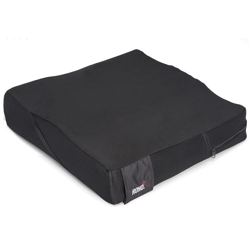 ROHO Hybrid Elite Dual Compartment Cushion Cushion without cover|ROHO Hybrid Elite Dual Compartment Cushion Cushion With cover|Optional Roho Contour Base prevents hammocking in sling seats|Privacy Shield is optional and washable|Planar Solid Seat Insert creates a stable surface for transfers