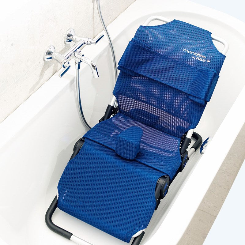Seat (shown with accessories) can fit in most standard bathtubs
