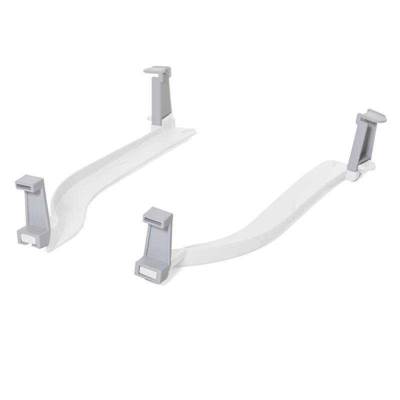 Attachment for low mounting of pan or bucket lowers pan or bucket