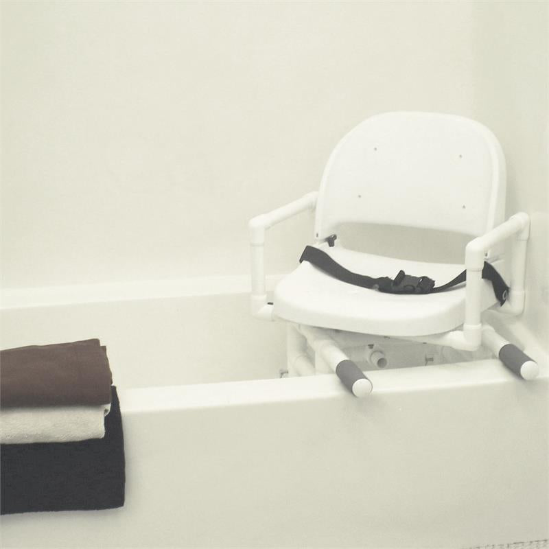 MJM Swiveling Tub Bather System facing forward|MJM Swiveling Tub Bather System facing forward inside tub|Swivels 360 degrees so transfers can be made from either side of tub