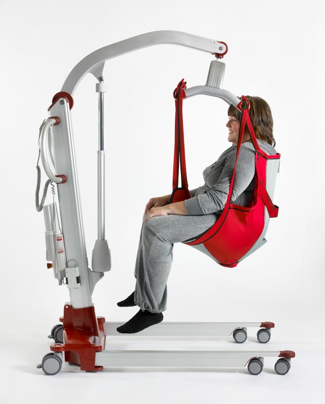 Molift Mover 300 Patient Lift as a Gait Trainer|Mover 300 lifting patient over bed|Molift Mover 300 Patient Lift N15050 With Free Shipping!|Four point spreader bar with patient on Mover 300|Four point spreader bar with patient on Mover 300 back view|Molift Mover 300 Patient Lift|Quick release spreader bar makes assembly and disassembly easy|Choose between two or four point spreader bar|Manual emergency lowering handle