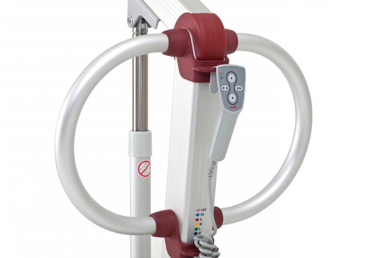 Rounded push bar allows for firm grip for caregivers