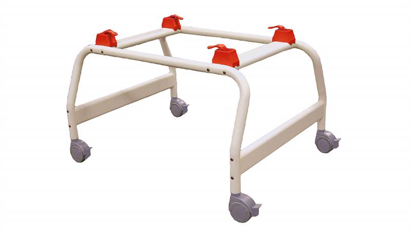 Optional Shower Stand is on casters to make transfers easy