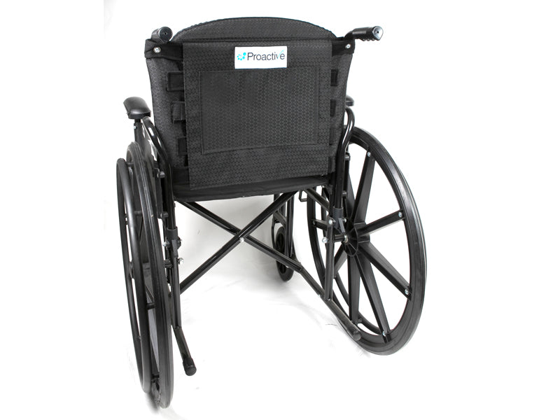 Protekt Adjustable Tension Back Cushion by Proactive Medical|Back adjustments are made with adjustable straps|Back cover hides straps when adjusted