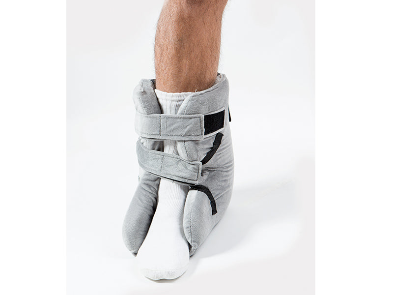 Heel Gel Elevation Boot by Proactive Medical|Heel Elevation Boot by Proactive Medical without gel pack|Back view of the Protekt Heel Gel Elevation Boot by Proactive Medical|Side view of the Protekt Heel Gel Elevation Boot with user|Front view of the Protekt Heel Gel Elevation Boot with user