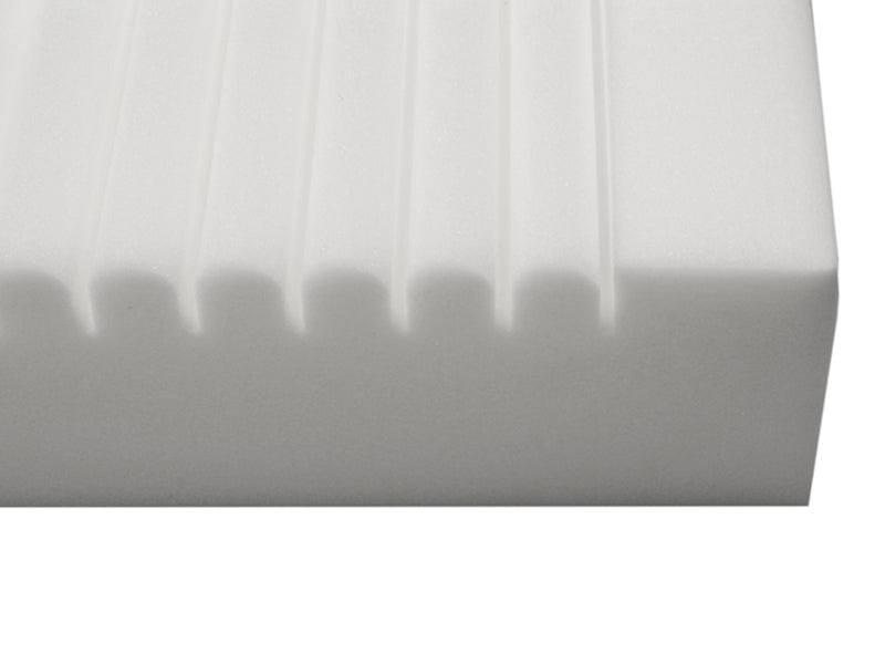 Protekt 100 Pressure Redistribution Mattress without raised perimeter|Close up of Channel Cut High Density Polyurethane Foam|Protekt 100 Pressure Redistribution Mattress with Nylon top cover|Protekt 100 Pressure Redistribution Mattress with 3" raised perimeter