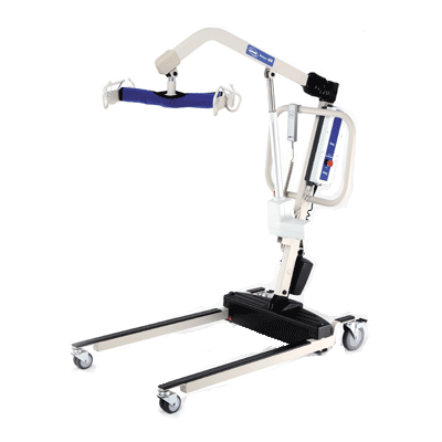 Reliant 600 HD Power Lift w/ Power Opening Low Base, Battery powered full body patient lift with a 600 lb weight capacity and powered low base|Heavy Duty Full Body Mesh Sling - XXL|Heavy Duty Full Body Mesh Sling with Commode Opening - XXL|Optional Reliant Digital Scale - up to 600 lbs