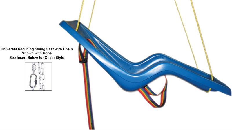 |Universal Reclining Swing Seat with Chain side view shows full support|Skillbuilders Universal Reclining Swing Seat with Chain