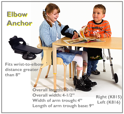 Ordered specifically for the left or right arm, the elbow anchor stabilizes the forearm while leaving the hand free for
