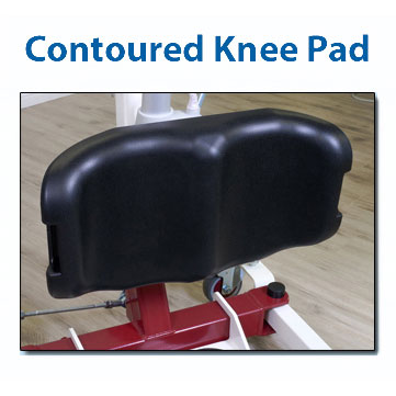 Span America F500S Powered Sit-To-Stand Patient Lift|Contoured knee pad for Span America F500S Powered Sit-To-Stand Patient Lift|Easy to read battery LCD display|2-Button hand held Pendant is easy to use|Low underbed clearance is great for short beds|Optional Sit to Stand Sling