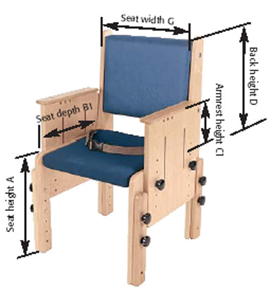 School Chair by TherAdapt measurements with Armrests