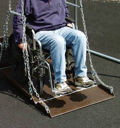 Sportsplay ADA Wheelchair Platform Swing with Frame|Sportsplay ADA Wheelchair Platform Swing - Children or Adult Size|Sportsplay ADA Wheelchair Platform Swing - Easy to Use Ramp