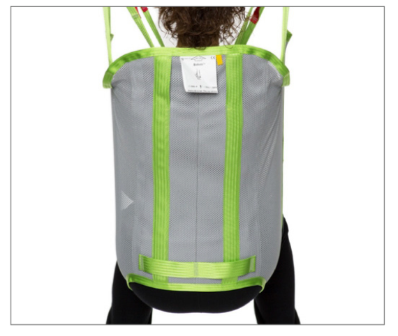 Bath Sling by Human Care Side View|Bath Sling by Human Care Crossing hooks|Bath Sling by Human Care Back View|Bath Sling by Human Care Size and Color Guide