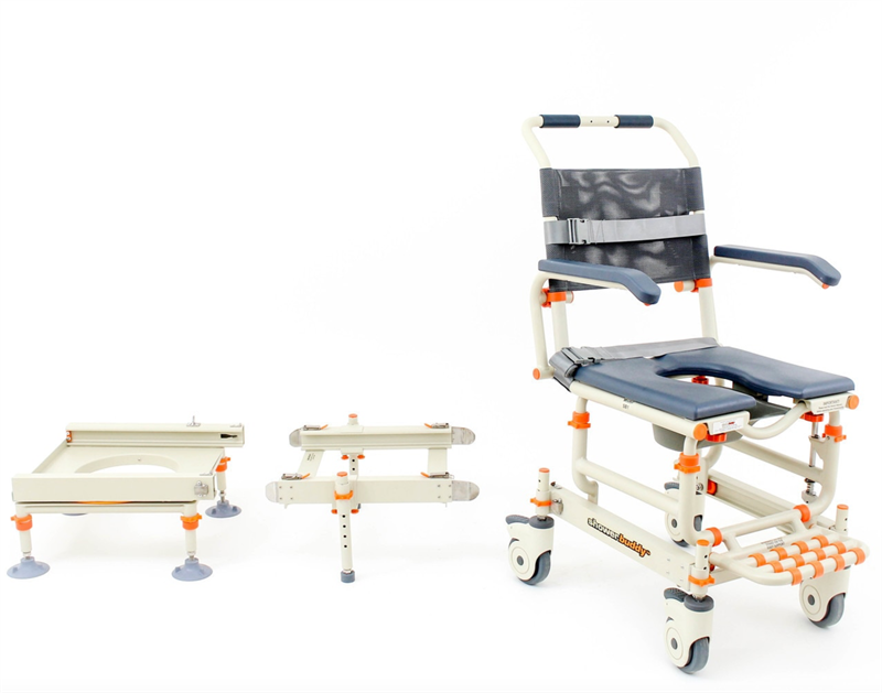 ShowerBuddy Transfer System|ShowerBuddy Transfer System|ShowerBuddy Transfer System|ShowerBuddy Transfer System|ShowerBuddy Transfer System|Optional Neck Rest Assembly|Optional Lateral Side Support|Optional Large Headrest Kit|Optional Solid Seat Overlay|Optional Closed Front Seat|Optional Adjustable Tension Backrest|ShowerBuddy Transfer System|Measurements