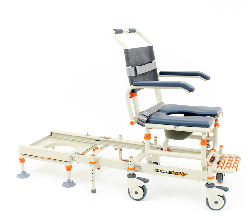ShowerBuddy Transfer System|ShowerBuddy Transfer System|ShowerBuddy Transfer System|ShowerBuddy Transfer System|ShowerBuddy Transfer System|Optional Neck Rest Assembly|Optional Lateral Side Support|Optional Large Headrest Kit|Optional Solid Seat Overlay|Optional Closed Front Seat|Optional Adjustable Tension Backrest|ShowerBuddy Transfer System|Measurements
