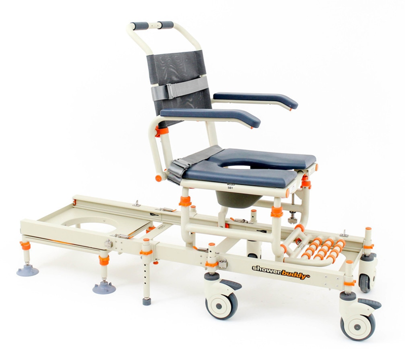 ShowerBuddy Transfer System|ShowerBuddy Transfer System|ShowerBuddy Transfer System|ShowerBuddy Transfer System|ShowerBuddy Transfer System|Optional Neck Rest Assembly|Optional Lateral Side Support|Optional Large Headrest Kit|Optional Solid Seat Overlay|Optional Closed Front Seat|Optional Adjustable Tension Backrest|ShowerBuddy Transfer System|Measurements