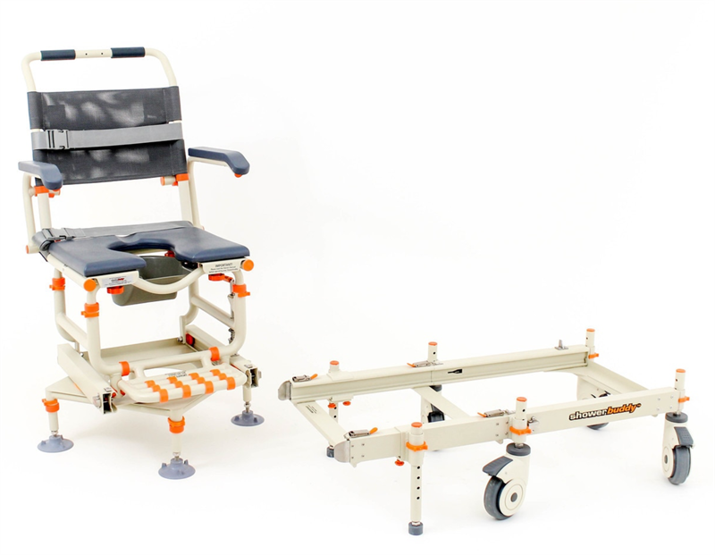 ShowerBuddy Transfer System|ShowerBuddy Transfer System|ShowerBuddy Transfer System|ShowerBuddy Transfer System|ShowerBuddy Transfer System|Optional Neck Rest Assembly|Optional Lateral Side Support|Optional Large Headrest Kit|Optional Solid Seat Overlay|Optional Closed Front Seat|Optional Adjustable Tension Backrest|ShowerBuddy Transfer System|Measurements