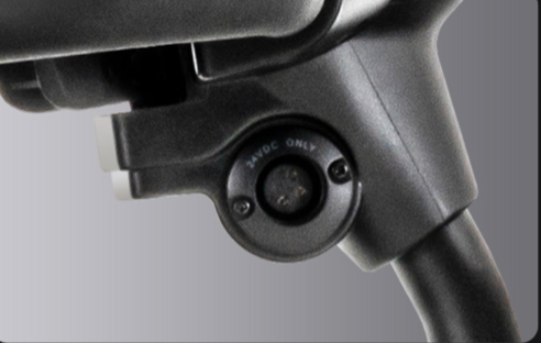 Charger port located on side of tiller