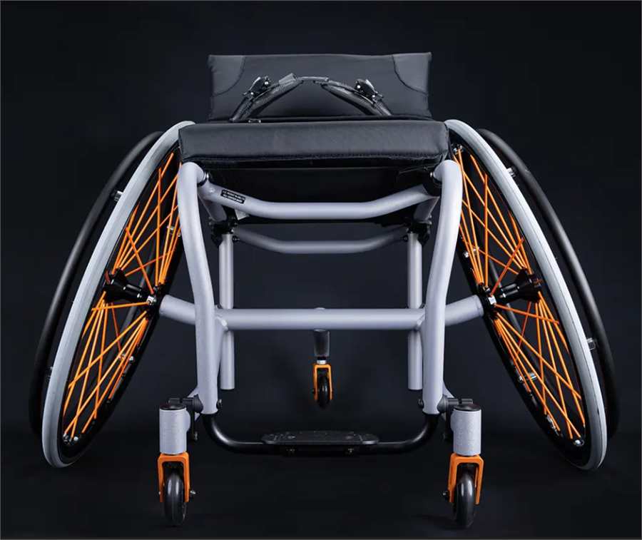 Wide Footprint of the Match Point Sports Wheelchair by Sunrise Medical