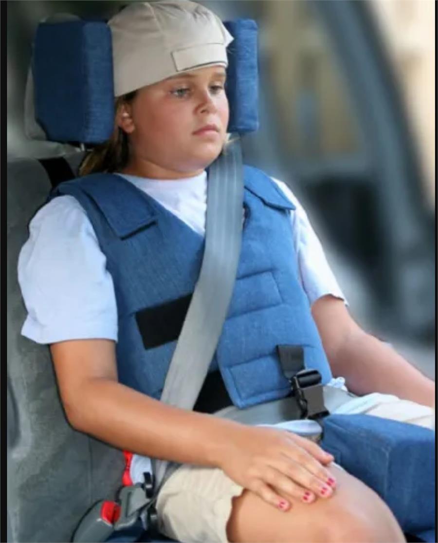 Chamberlain Booster Seat for Special Needs Children and Adults|Chamberlain includes Torso support, Vest, Anti-slouching leg strap, tether||Optional EZ-Up Head Rest for side to side head support|