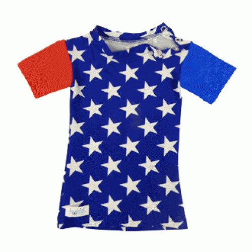 Kozie Clothes Star Spangled Compression T-Shirt|Opening at the neck helps to ease feeling of restriction|Compression Shirt Size Chart
