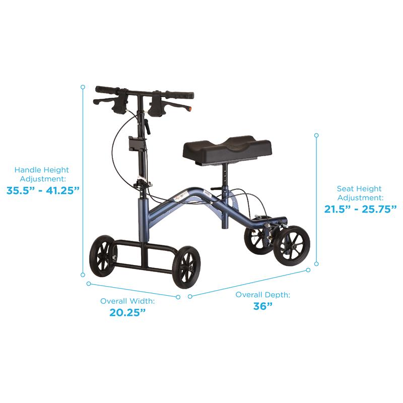 Heavy Duty Tall Knee Walker diagram with measurements