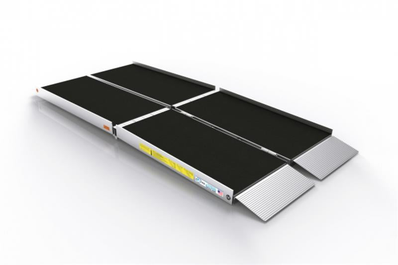 TRIFOLD RAMP Advantage Series Main|TRIFOLD RAMP Advantage Series Angle 1|TRIFOLD RAMP Advantage Series Angle 2|TRIFOLD RAMP Advantage Series Closeup|TRIFOLD RAMP Advantage Series Collapse 1|TRIFOLD RAMP Advantage Series Collapse 2|TRIFOLD RAMP Advantage Series Collapse 3|TRIFOLD RAMP Advantage Series Collapsed|Optional Top Lip Extension adding 6" to clear bumpers of SUV and vans made for wheelchairs and scooters.