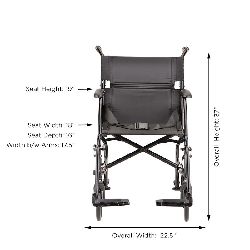 Nova Ultra Lightweight Transport Chair in Black|Nova Ultra Lightweight Transport Chair in Blue|Nova Ultra Lightweight Transport Chair in Red|Nova Ultra Lightweight Transport Chair Measurements|Nova Ultra Lightweight Transport Chair Folded Measurements