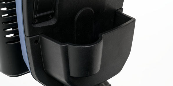 Integrated storage and cupholder located on the Tiller of the Victory