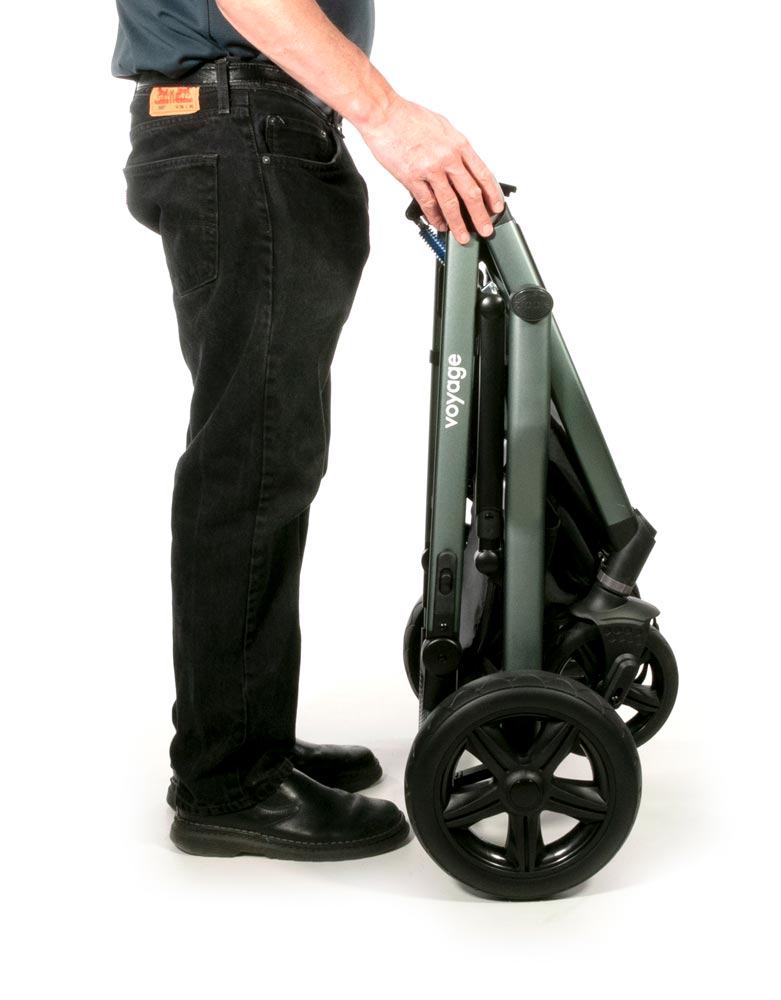 Voyage easily folds for storage or transport
