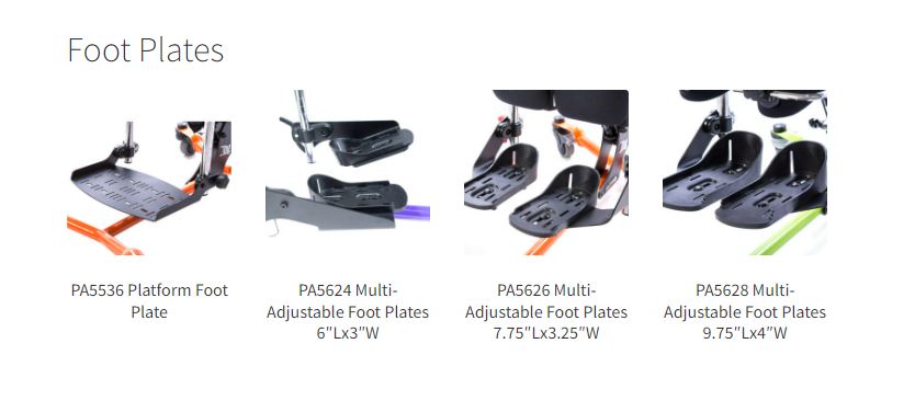 Zing Supine Stander Foot Plate Options