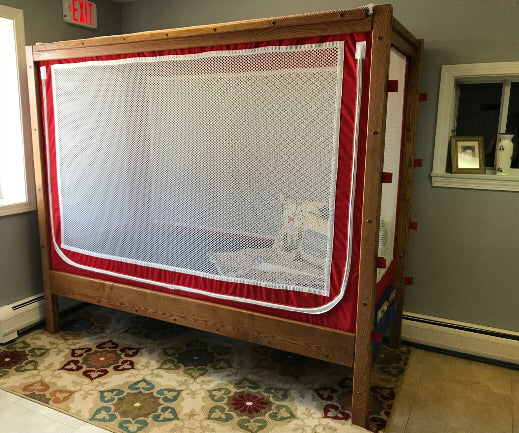 Courtney Canopy Bed|Courtney Canopy Bed - Extra Padding|Courtney Canopy Bed - Mesh Sides|Courtney Canopy Bed - Sleep Surface|Courtney Canopy Bed - Tubing Port|Stain Colors|Sidewall Panel Colors|Courtney Canopy Bed - Zone Entrapment